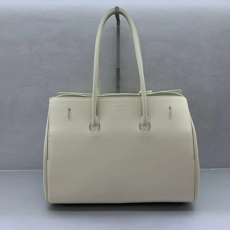 Balenciaga Bel Air Mid Size White Silver Clasp Handbag