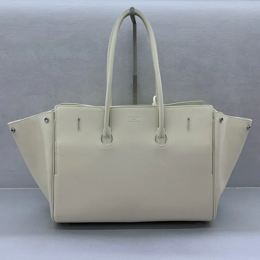 Balenciaga Bel Air Mid Size White Silver Clasp Handbag
