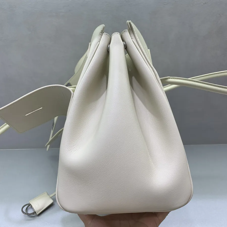 Balenciaga Bel Air Mid Size White Silver Clasp Handbag