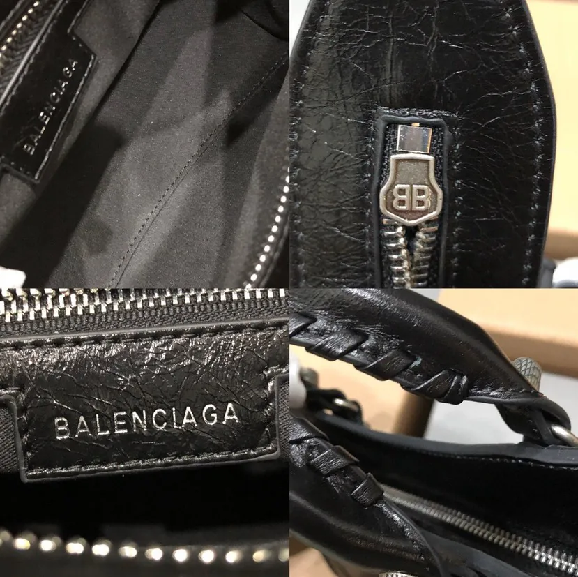 Balenciaga Paris Neo Cagole Motorcycle Bag with Black Wax and Silver Buckle