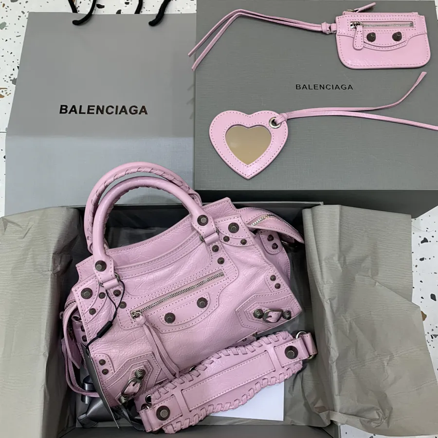 Balenciaga Paris New Neo Cagole Motorcycle Bag with Silver Buckle