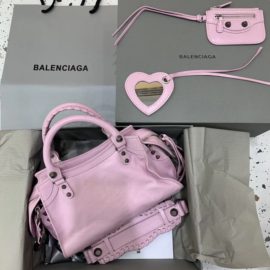 Balenciaga Paris New Neo Cagole Motorcycle Bag with Silver Buckle