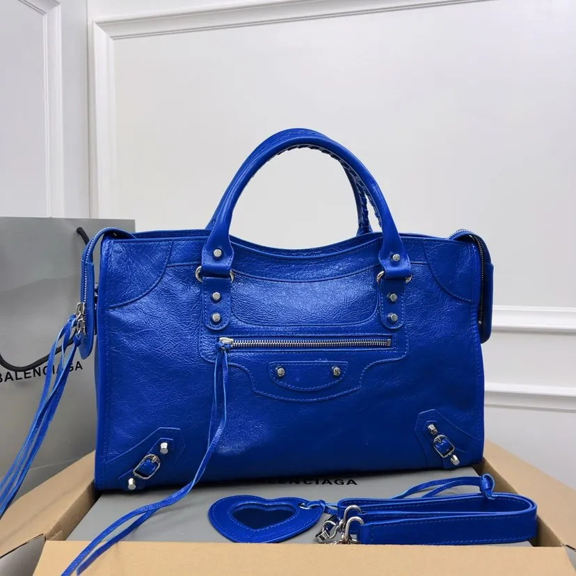 Balenciaga Motorcycle Bucket Bag in Electric Blue