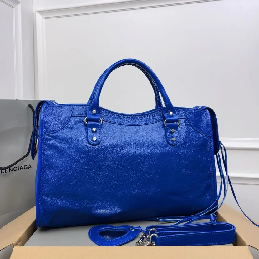 Balenciaga Motorcycle Bucket Bag in Electric Blue