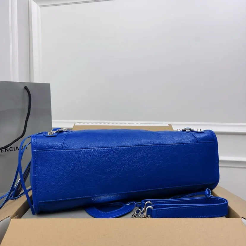 Balenciaga Motorcycle Bucket Bag in Electric Blue