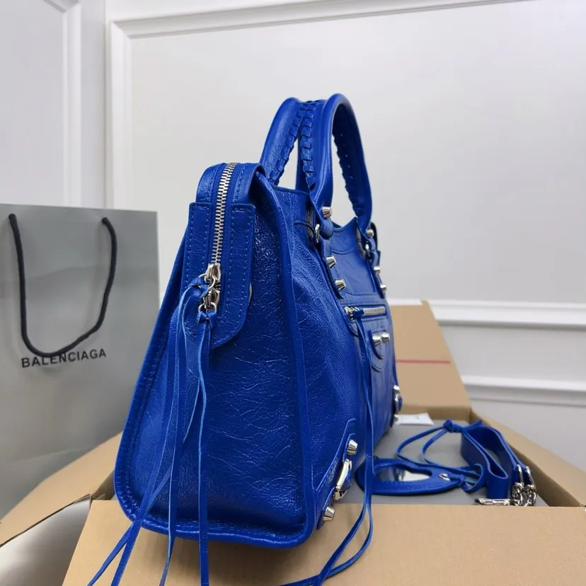 Balenciaga Motorcycle Bucket Bag in Electric Blue