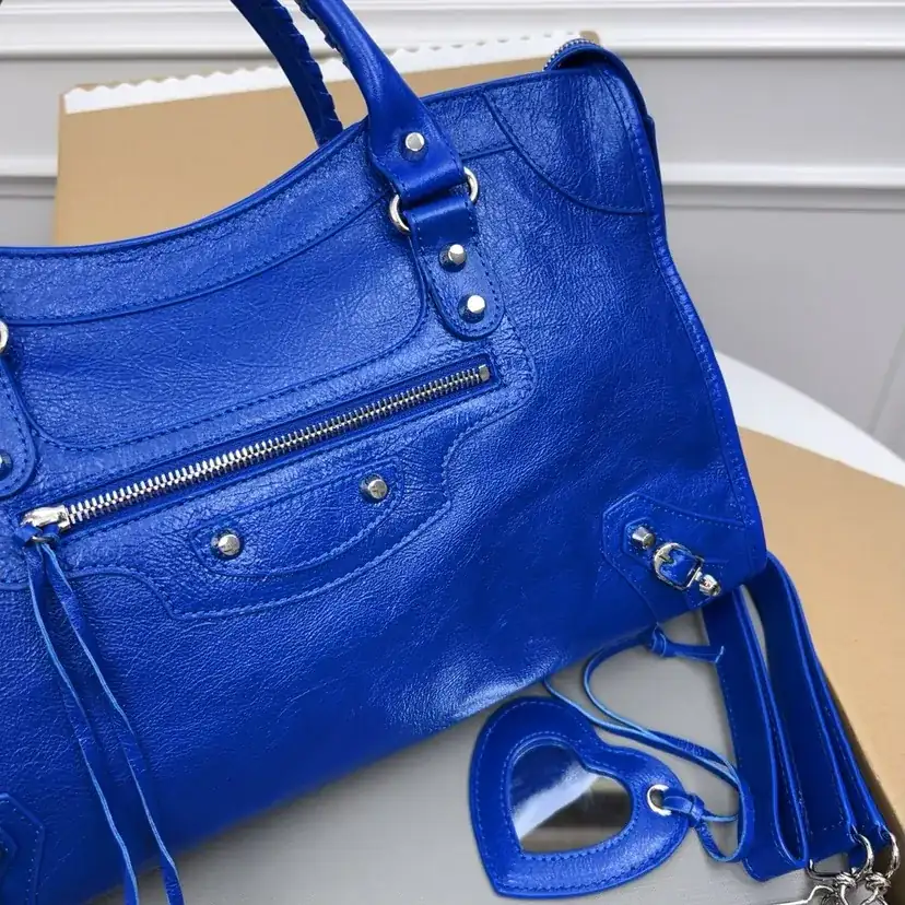 Balenciaga Motorcycle Bucket Bag in Electric Blue