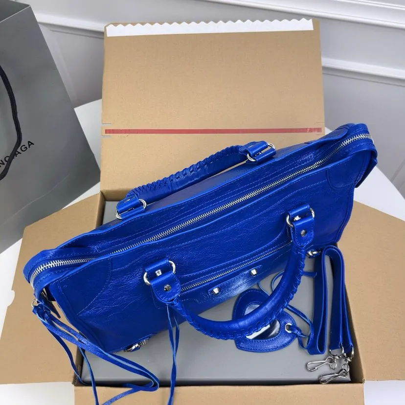 Balenciaga Motorcycle Bucket Bag in Electric Blue