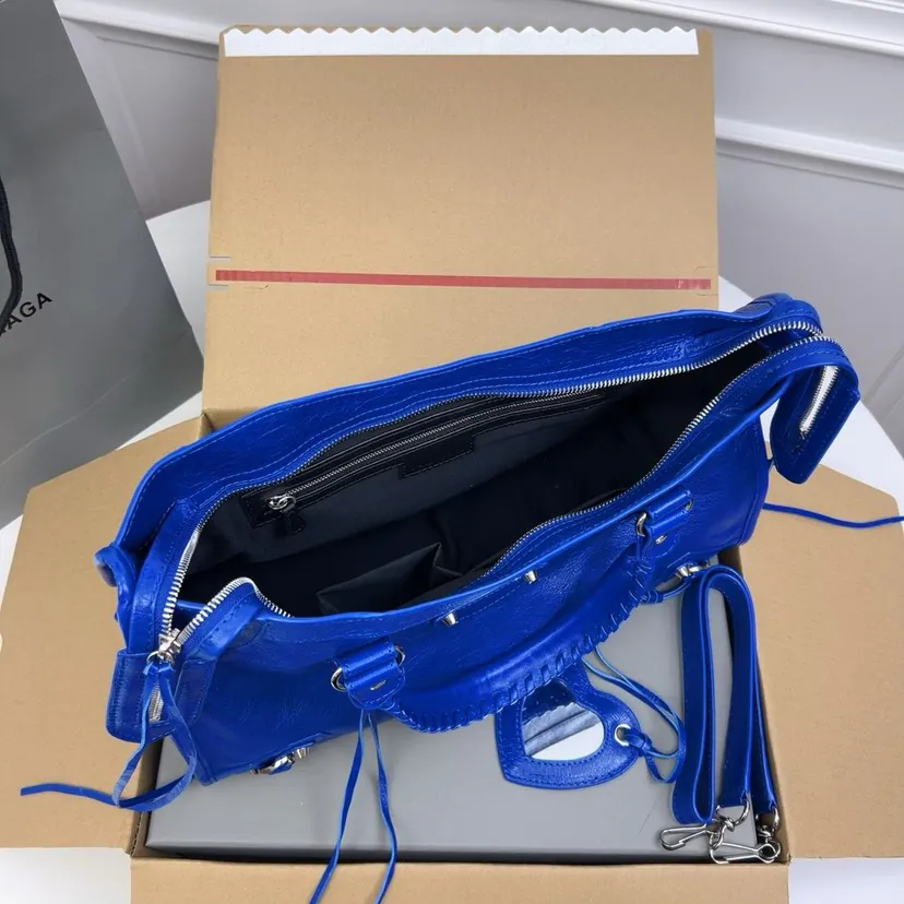 Balenciaga Motorcycle Bucket Bag in Electric Blue