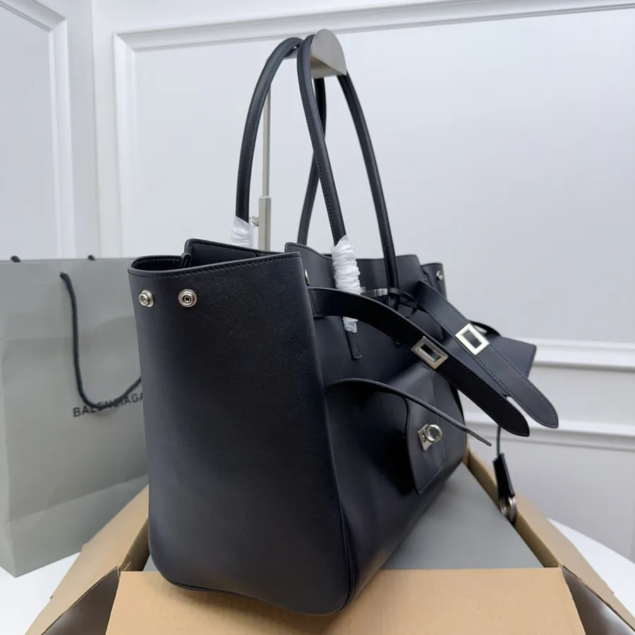 Balenciaga Bel Air Handbag Black Silver Buckle, Medium Size