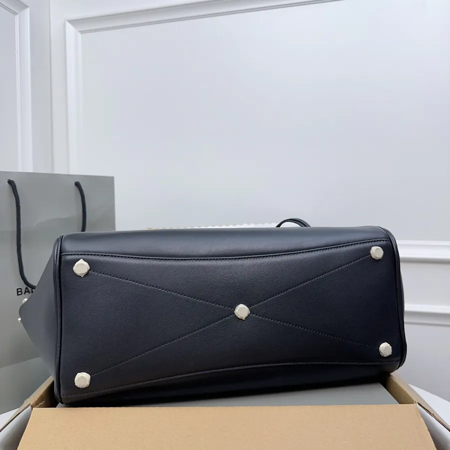 Balenciaga Bel Air Handbag Black Silver Buckle, Medium Size