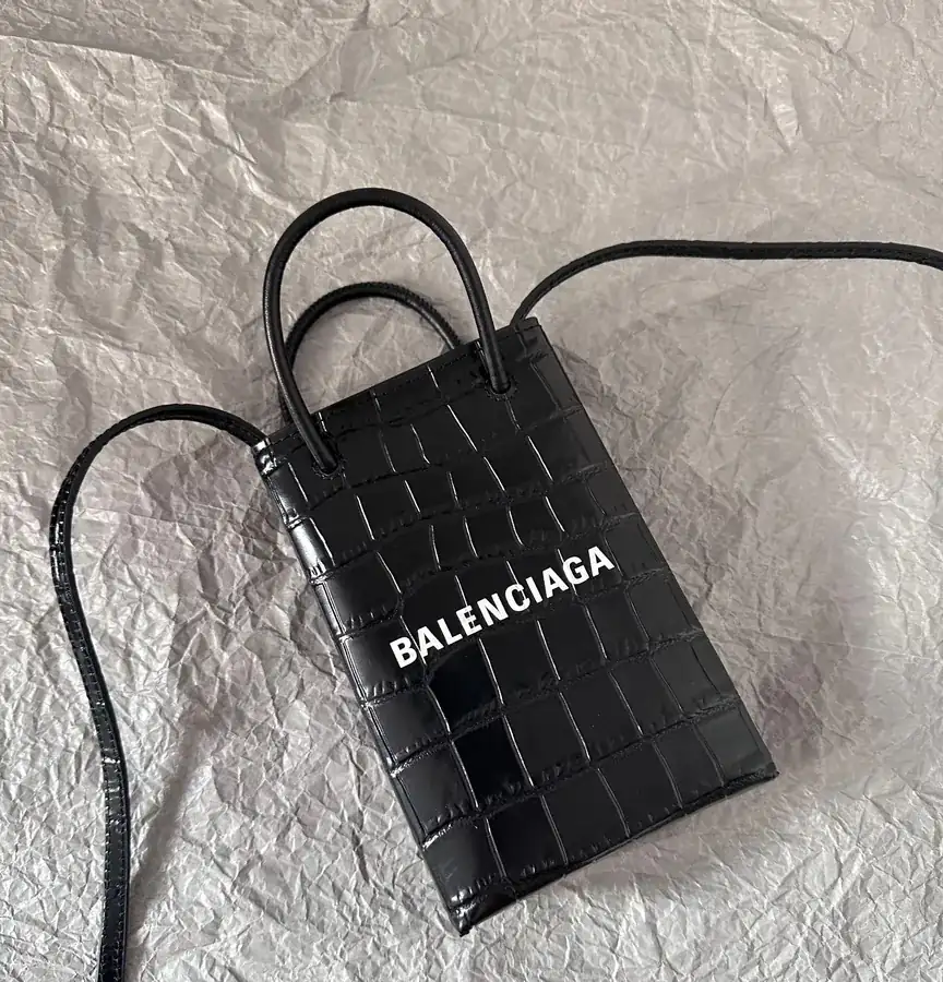 Baleenchiya Mini Tote Bag in Black Calfskin