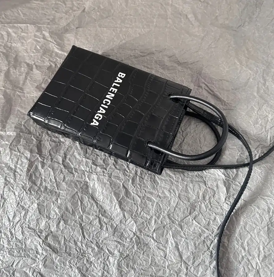 Baleenchiya Mini Tote Bag in Black Calfskin
