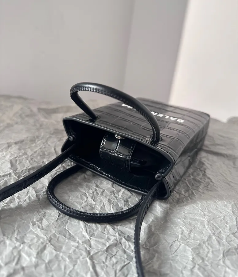 Baleenchiya Mini Tote Bag in Black Calfskin