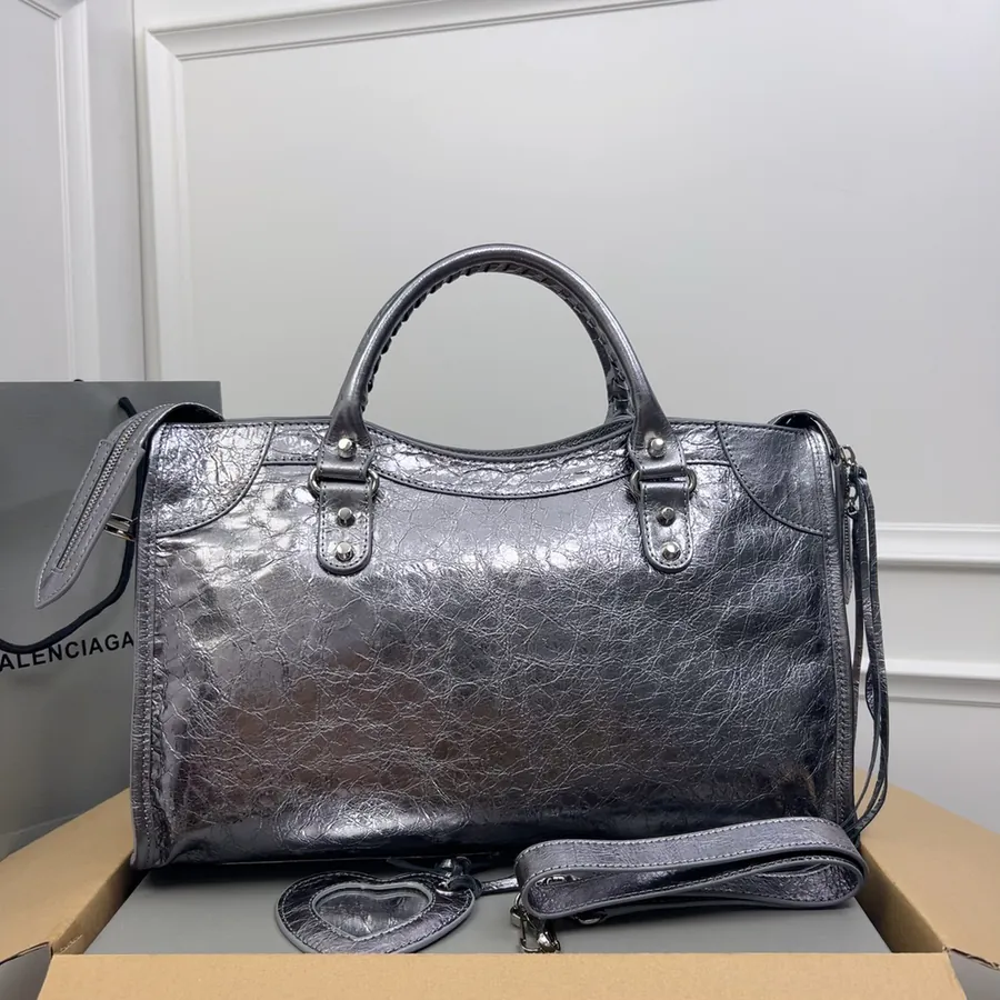 Balenciaga Motorcycle Bucket Bag Vintage Silver