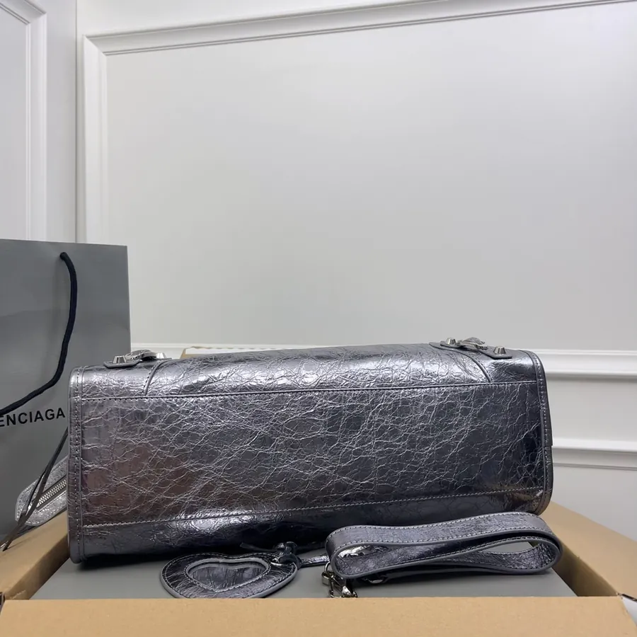 Balenciaga Motorcycle Bucket Bag Vintage Silver