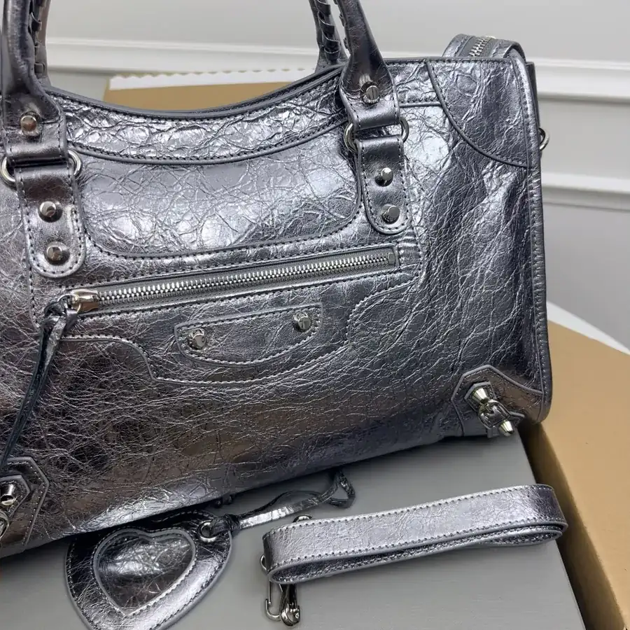Balenciaga Motorcycle Bucket Bag Vintage Silver