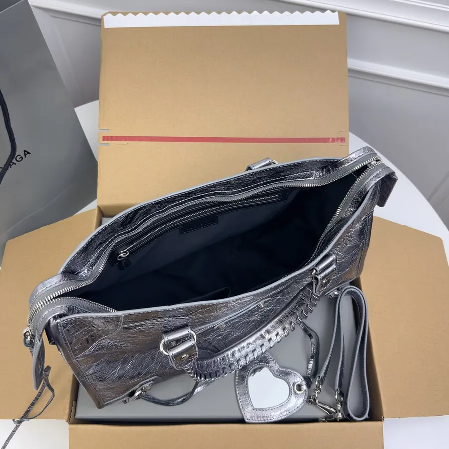 Balenciaga Motorcycle Bucket Bag Vintage Silver