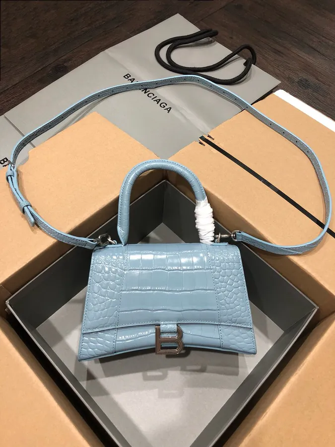 Balenciaga Hourglass Sand Bag with Silver Clasp