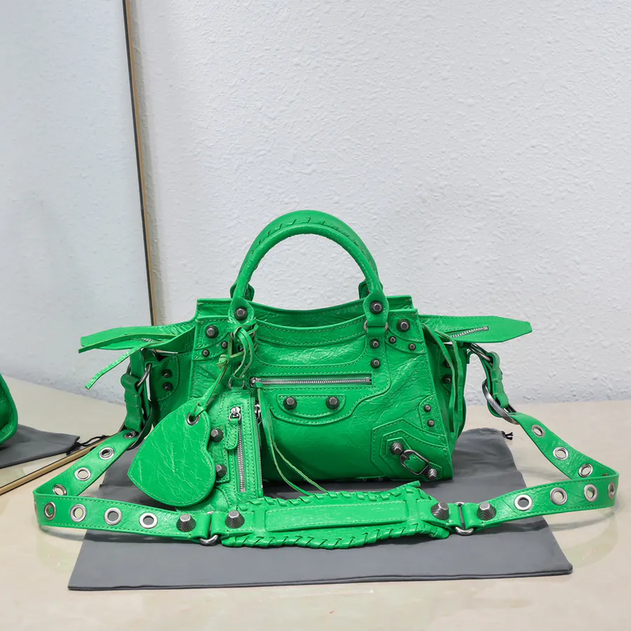 Balenciaga Paris New Neo Cagole Motorcycle Bag with Heart Mirror