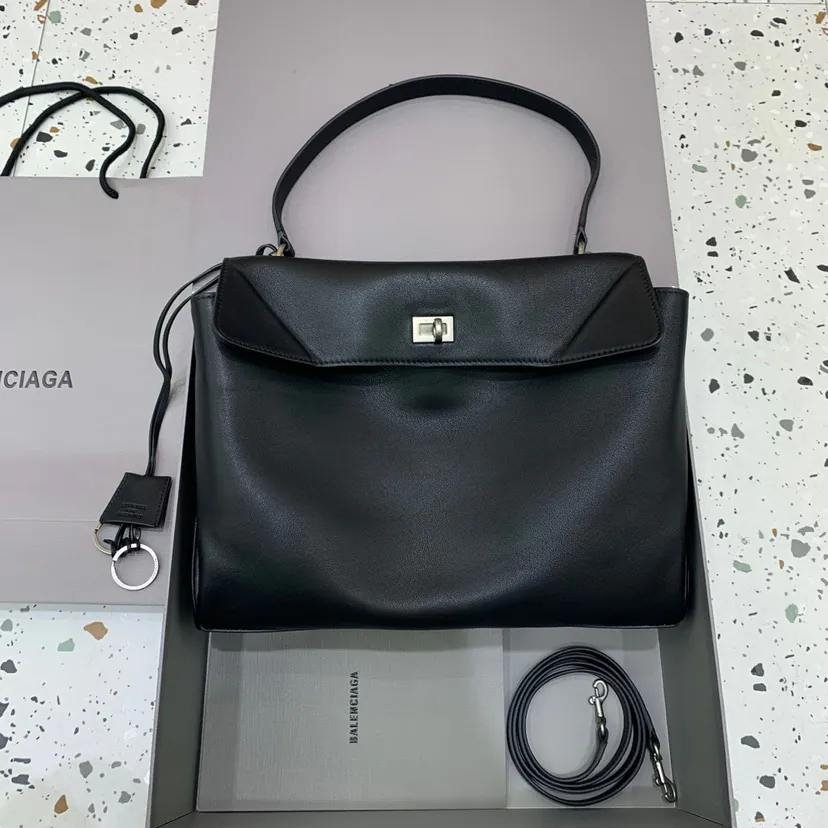 Baleenciaga Rodéo Bag Medium Black Silver Buckle