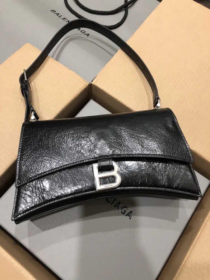 BaleNCIAGA Crush Bag with Leather Shoulder Strap