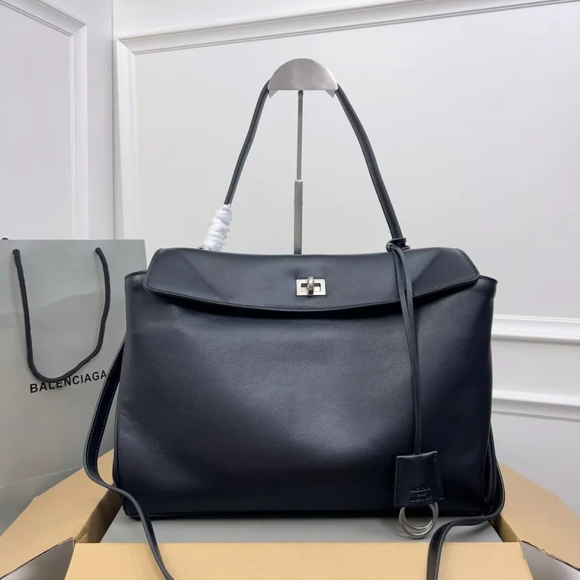 Baleenciaga Rodéon Bag Medium Black with Silver Buckle
