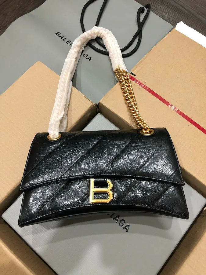 Baleenciaga Crush Mini Black Floral Gold Zip