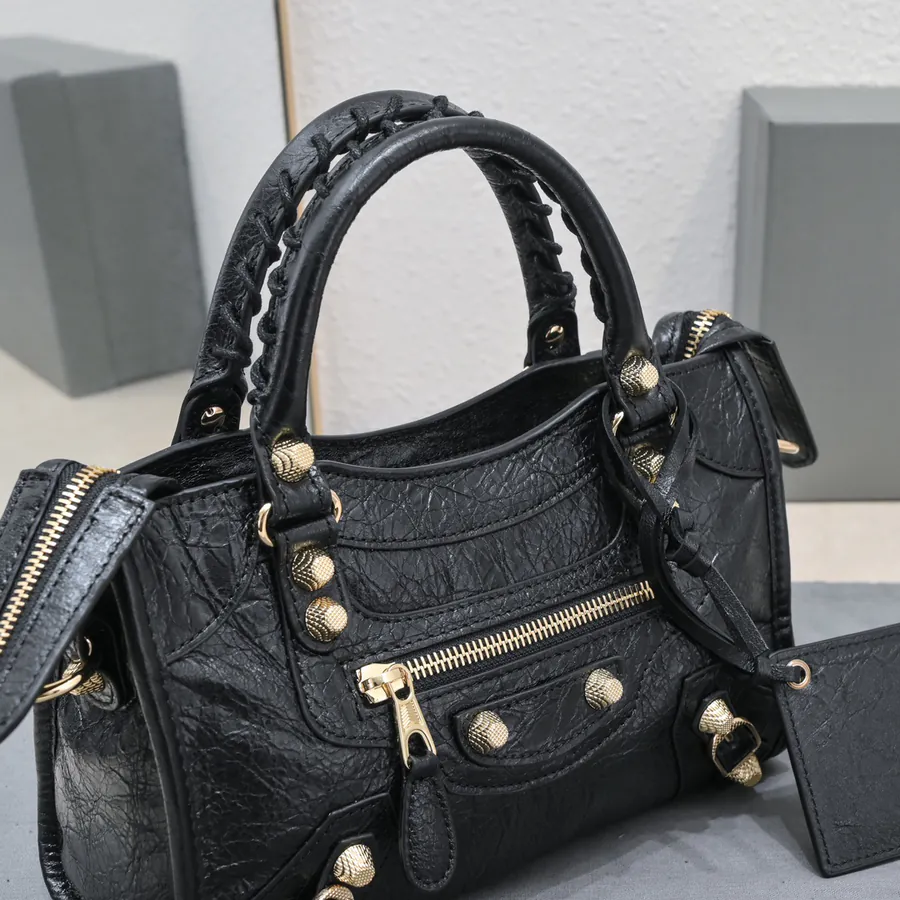 Bajia Classic Motorcycle Bag in Black Matte Gold
