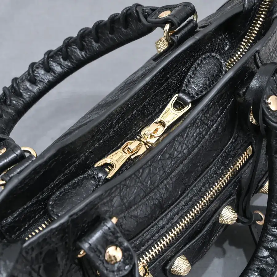 Bajia Classic Motorcycle Bag in Black Matte Gold