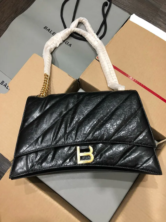 Baleenciaga Crush Sand漏 Chain Bag with Gold Zip