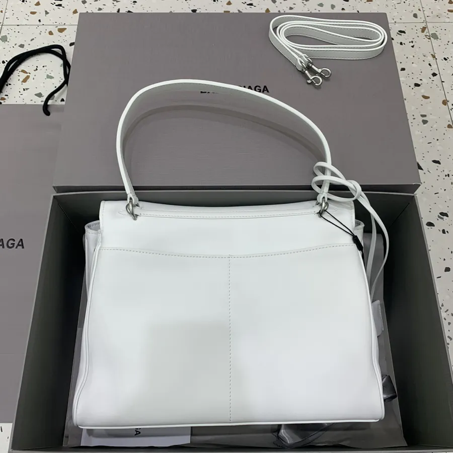 Baleenciaga Rodéo Bag Medium White Silver Buckle