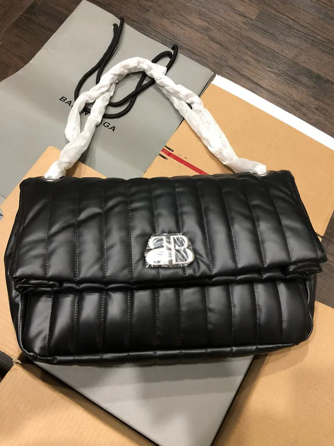 Baleenciaga Monaco Bucket Bag in Soft Black Silver