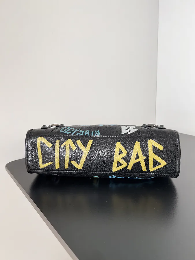 Balencia Classic Motorcycle Bag Medium Black Graffiti