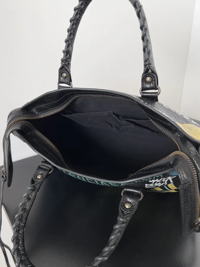 Balencia Classic Motorcycle Bag Medium Black Graffiti