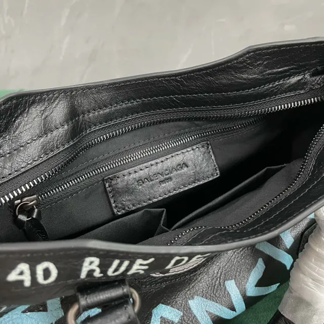 Balencia Classic Motorcycle Bag Medium Black Graffiti