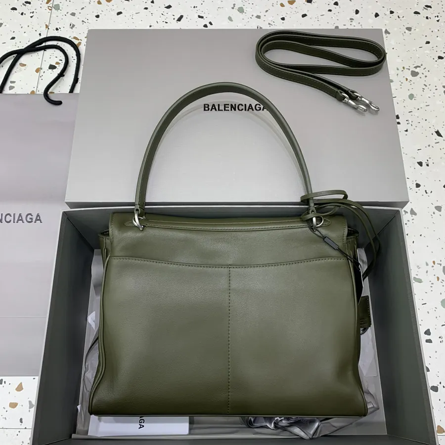 Baleenciaga Rodéo Bag Medium Green Silver Buckle