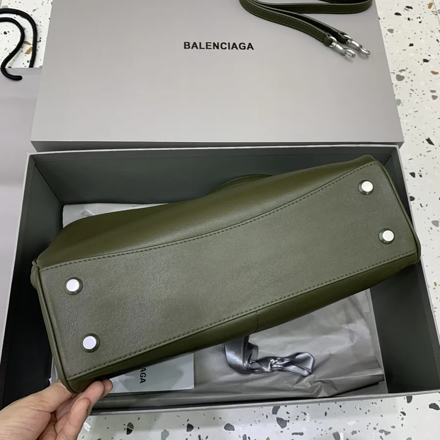 Baleenciaga Rodéo Bag Medium Green Silver Buckle