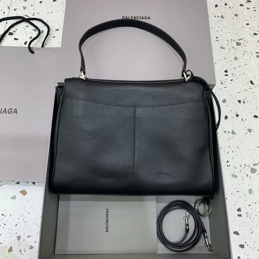 Baleenciaga Rodéo Bag Medium Black Silver Buckle