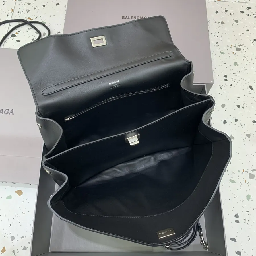 Baleenciaga Rodéo Bag Medium Black Silver Buckle