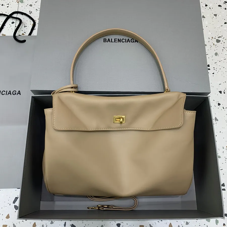 Baleenciaga Rodéo Bag Medium Apricot Gold Clasp