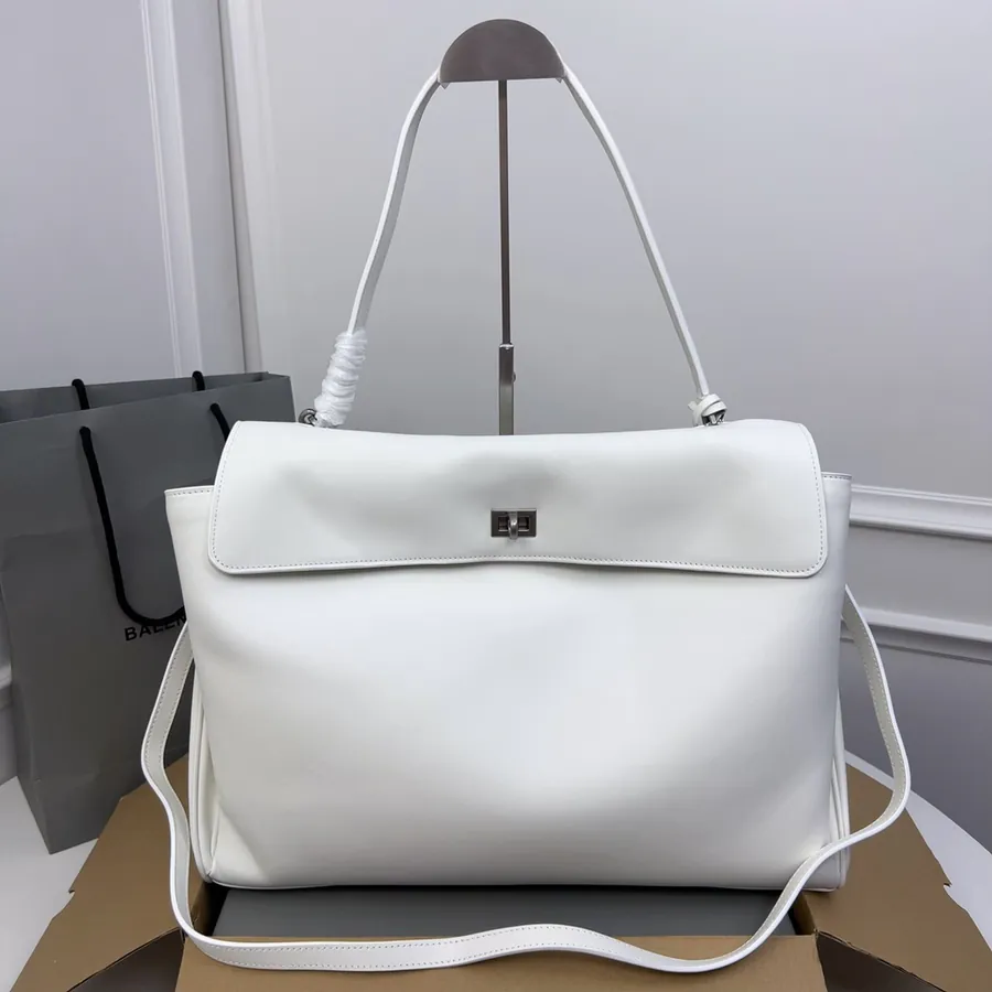 Baleenciaga Rodeo Bag Large White Silver Buckle