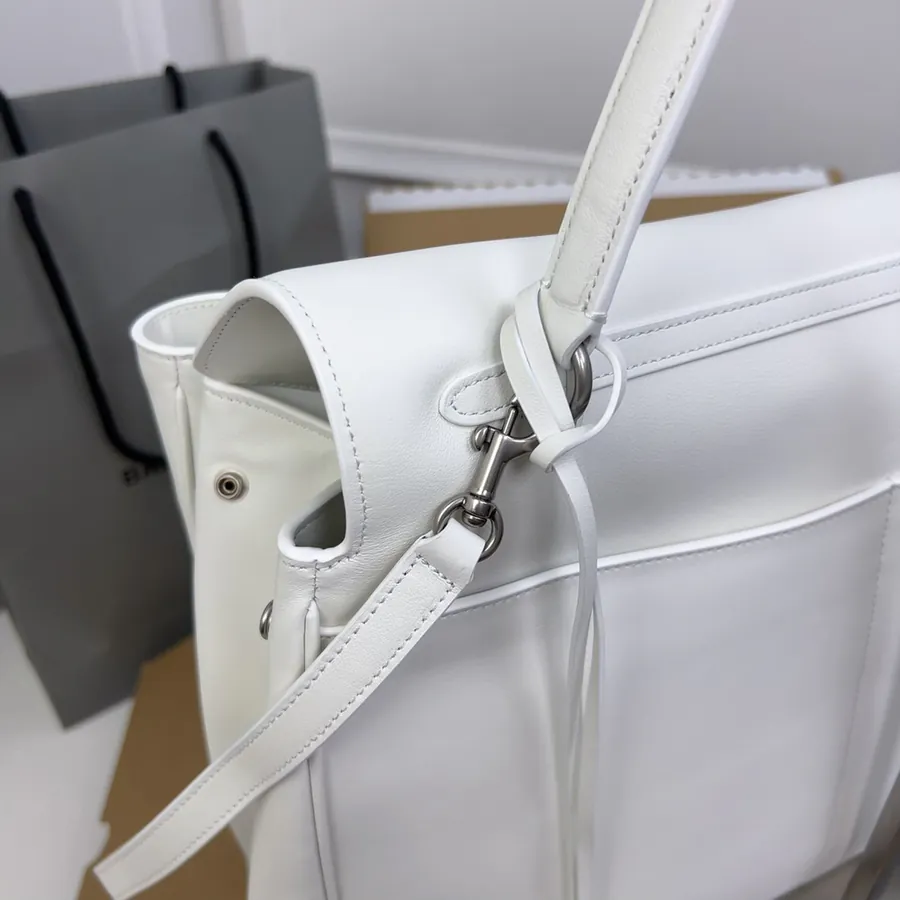 Baleenciaga Rodeo Bag Large White Silver Buckle