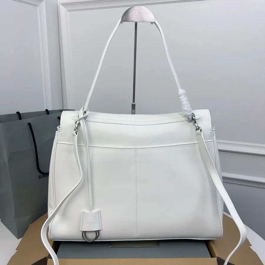 Baleenciaga Rodeo Bag Large White Silver Buckle