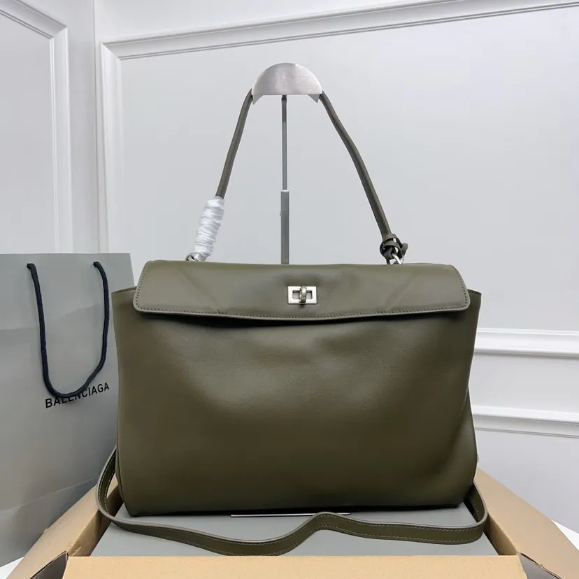 Baleenciaga Rodeo Bag Medium Green Silver Buckle