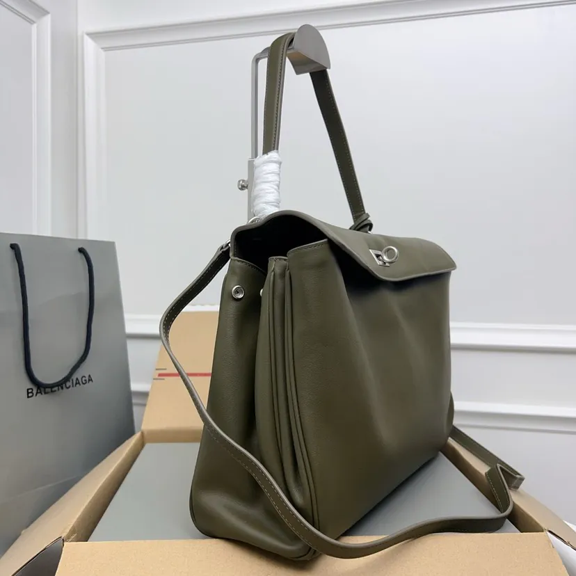 Baleenciaga Rodeo Bag Medium Green Silver Buckle