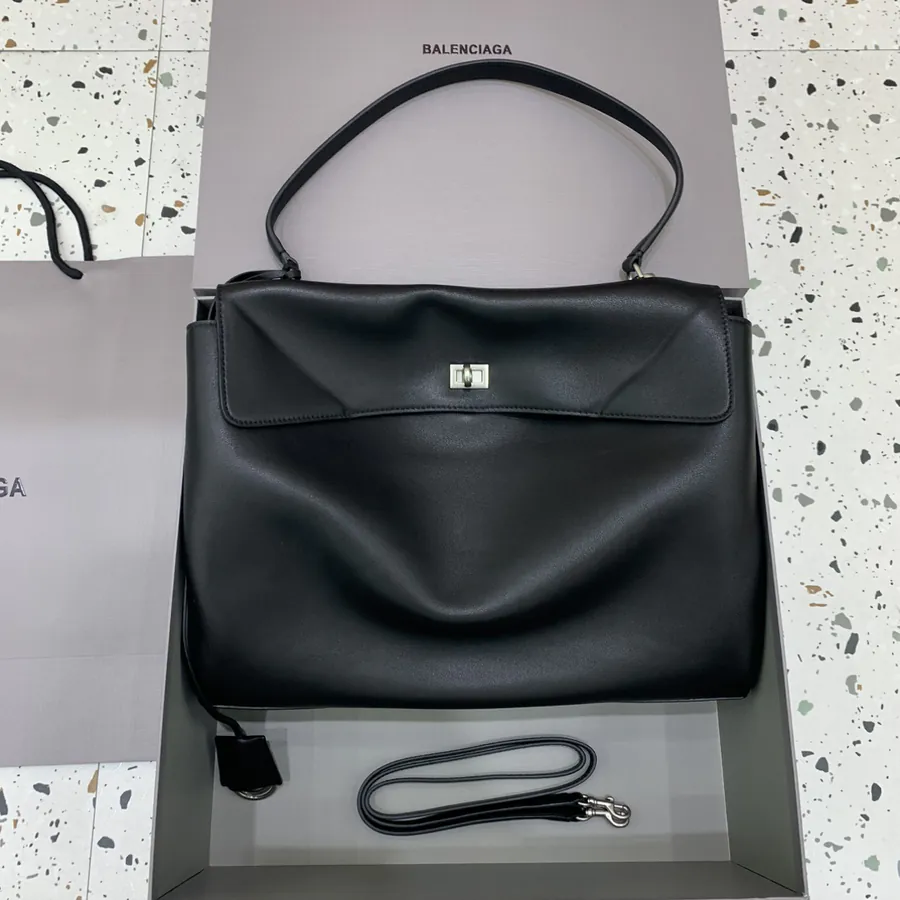 Baleenciaga Rodéo Bag Large Black Silver Buckle
