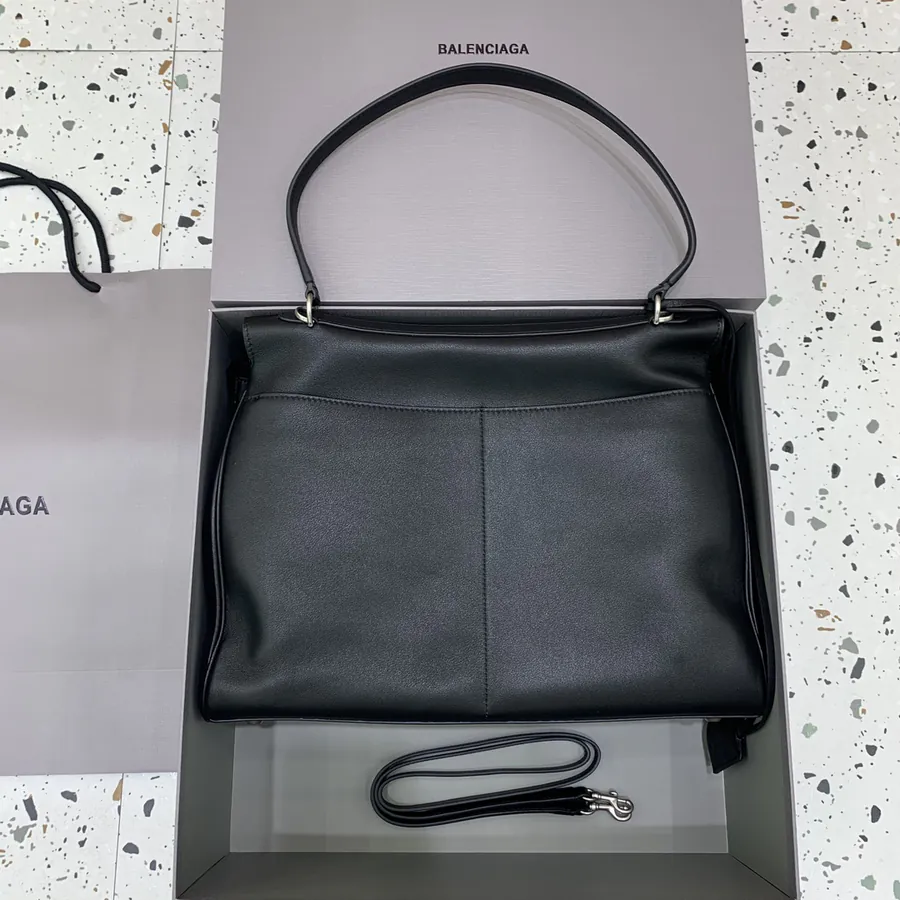 Baleenciaga Rodéo Bag Large Black Silver Buckle