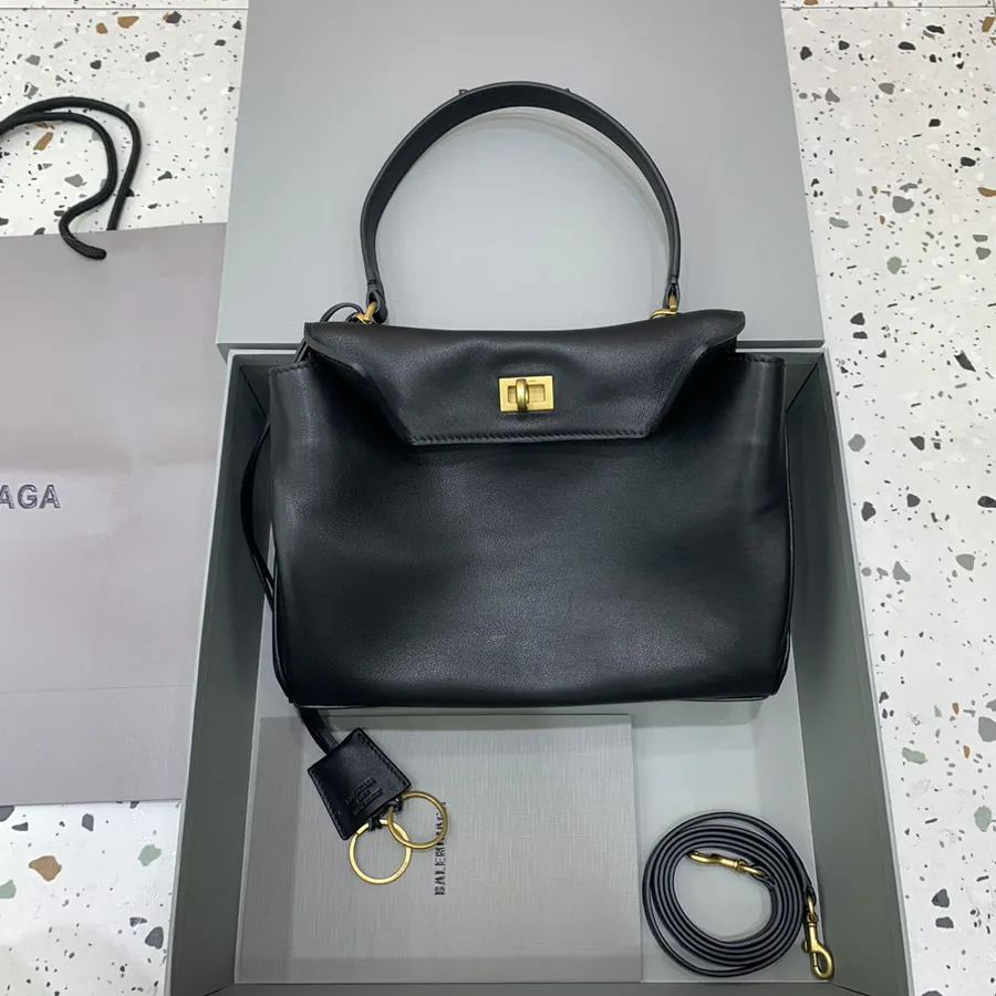 Baleenciaga Rodéo Bag Small Black Gold Trim