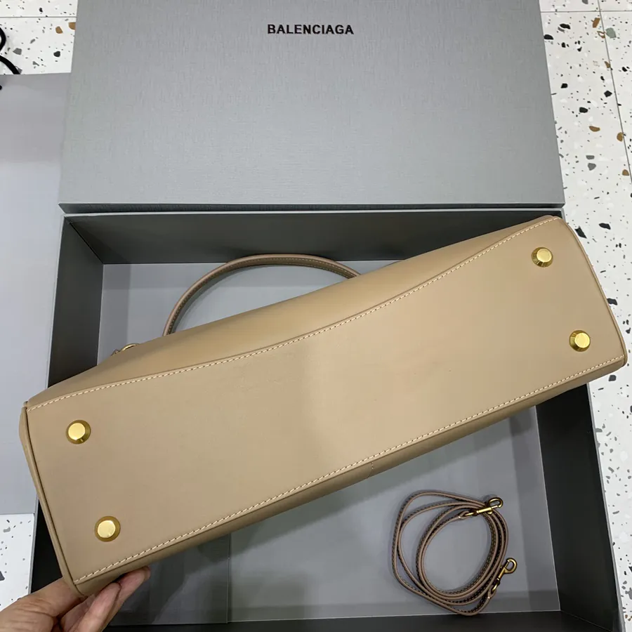 Baleenciaga Rodéo Bag Large, Premium杏色金扣